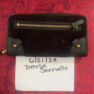 Juicy Couture Black Velour and Leather Wallet.